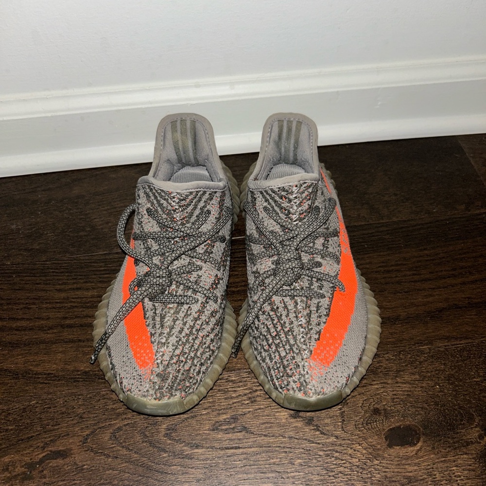 Yeezys Gray and Orange Sneakers
